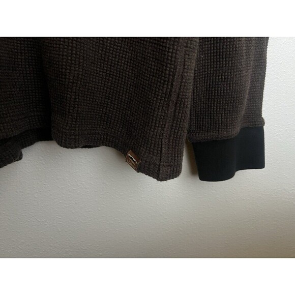 LL Bean Signature Shirt Men XL 2 Tone Brown Waffle Thermal Crew Cotton Thick - Picture 3 of 9